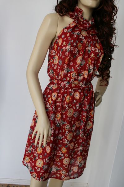 Vestido Saída Estampado/bordo Gola