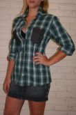 Camisa xadrez verde bolso jeans - Tam. M